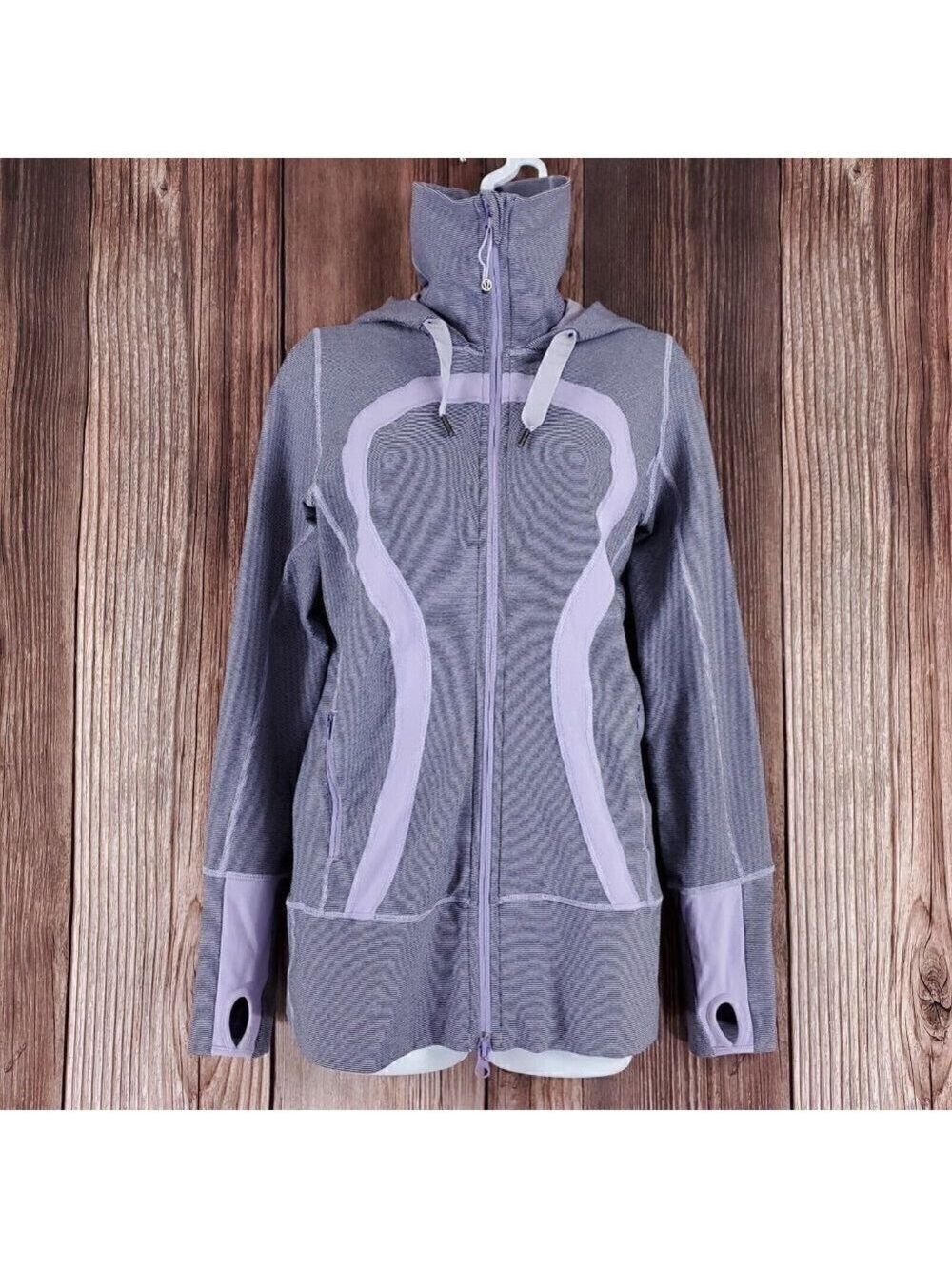 Lululemon Stride Jacket Size 6 Lilac Heathered Coal Wee Stripe Full Zip Hoodie